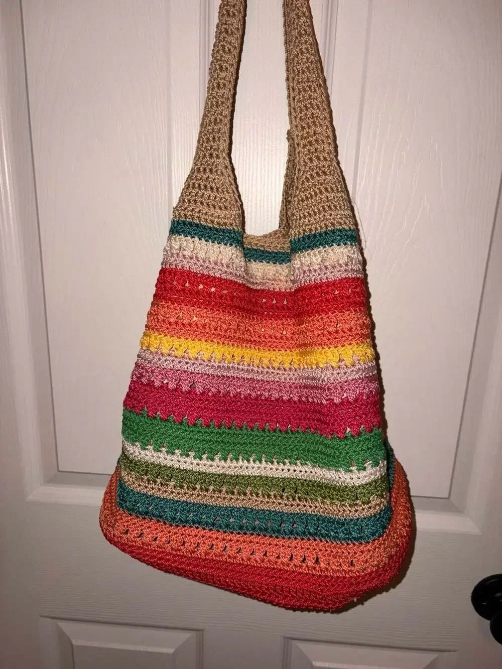 The Sak Originals Rainbow Striped Crochet Hobo Shoulder Bag